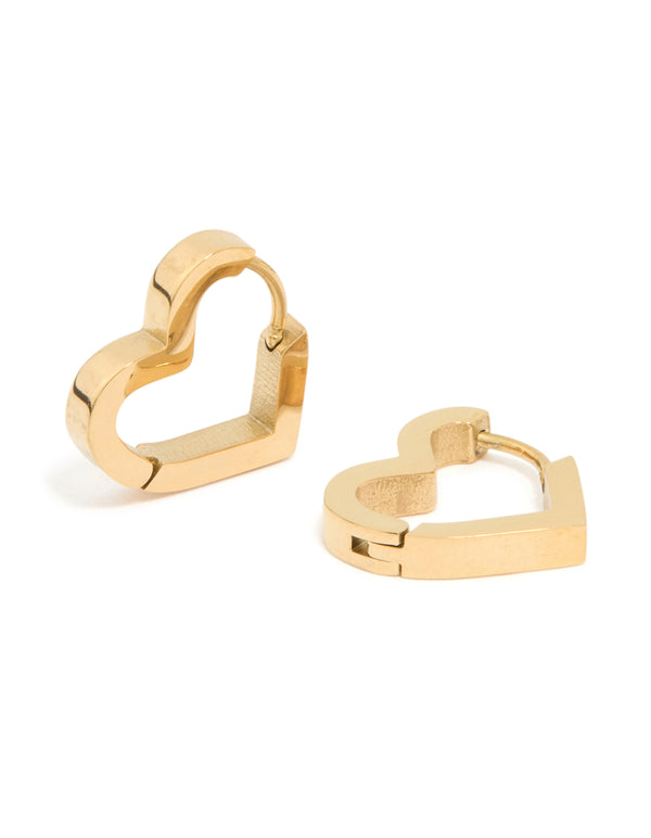 Gold Plated Surgical Steel Heart Hoop Earrings
