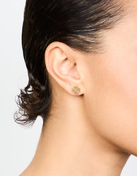 Gold Plated Surgical Steel Diamante Flower Stud Earrings - link has visual effect only