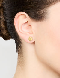 Gold Plated Surgical Steel Diamante Flower Stud Earrings - link has visual effect only