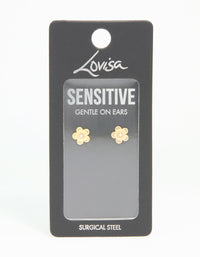 Gold Plated Surgical Steel Diamante Flower Stud Earrings - link has visual effect only