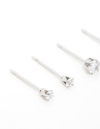 Surgical Steel Cubic Zirconia Stud Earrings 3-Pack - link has visual effect only