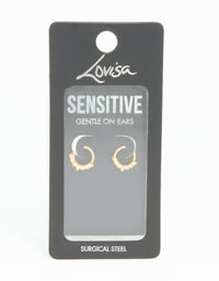 Gold Plated Surgical Steel Cubic Zirconia Leaf Clicker Sleeper Hoop Earrings - link has visual effect only