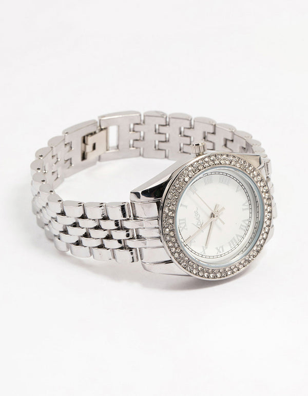 Silver Diamante Medium Watch