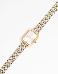 Mixed Metals Diamante Medium Rectangle Watch - link has visual effect only