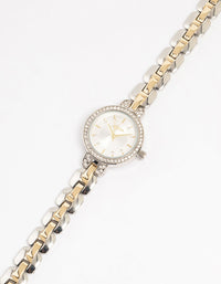 Mixed Metals Diamante Small Round Watch - link has visual effect only