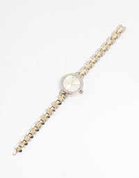 Mixed Metals Diamante Small Round Watch - link has visual effect only
