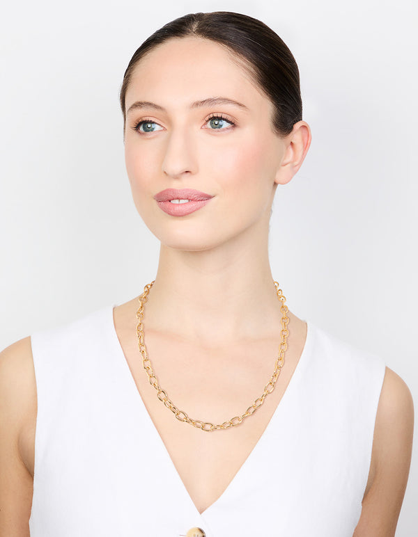 Gold Plated Round Link Necklace