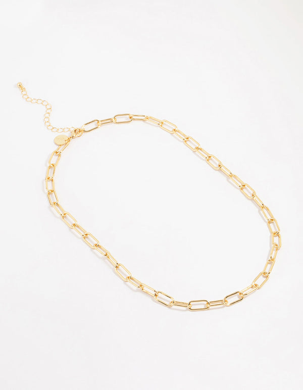 Gold Plated Oval Link Necklace