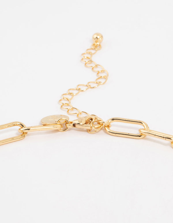 Gold Plated Oval Link Necklace