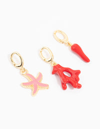 Gold Plated Coral & Chilli Charms 3-Pack - link has visual effect only