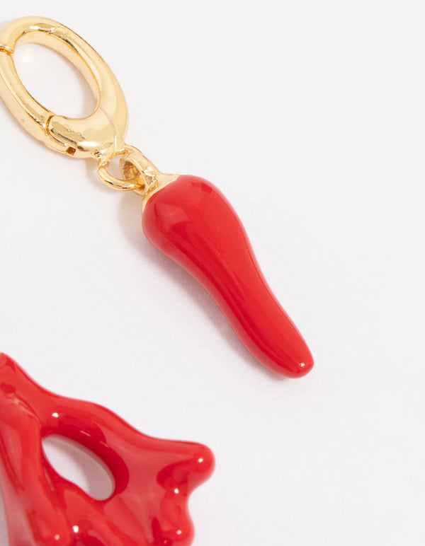 Gold Plated Coral & Chilli Charms 3-Pack