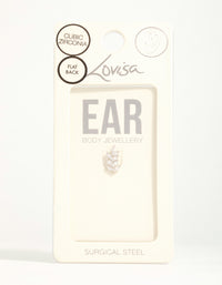 Surgical Steel Cubic Zirconia Vine Flatback Stud - link has visual effect only