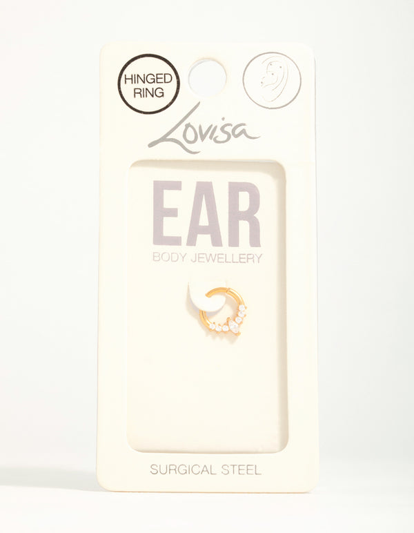 Gold Plated Surgical Steel Diamante Crown Ear Clicker