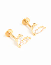 Gold Plated Surgical Steel Cubic Zirconia Flat Back Stud 2-Pack - link has visual effect only