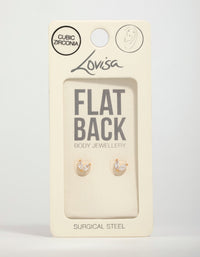 Gold Plated Surgical Steel Cubic Zirconia Flat Back Stud 2-Pack - link has visual effect only