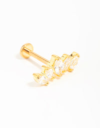 Gold Plated Surgical Steel Diamante Flat Back Stud - link has visual effect only