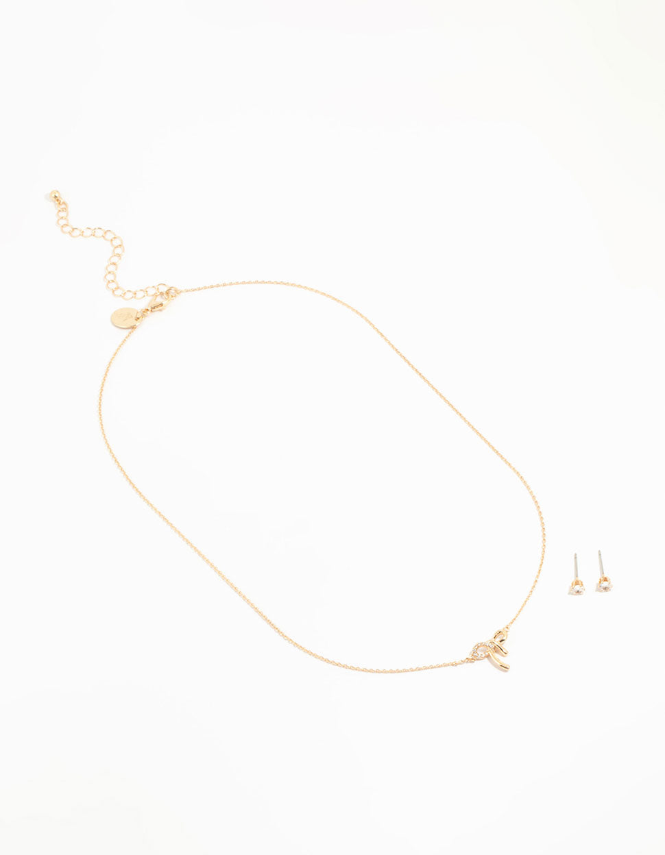 Rose Gold Cubic Zirconia Bow Necklace & Earrings Set