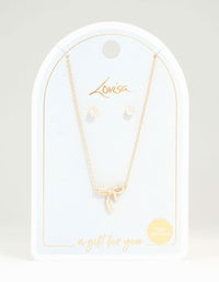 Rose Gold Cubic Zirconia Bow Necklace & Earrings Set - link has visual effect only