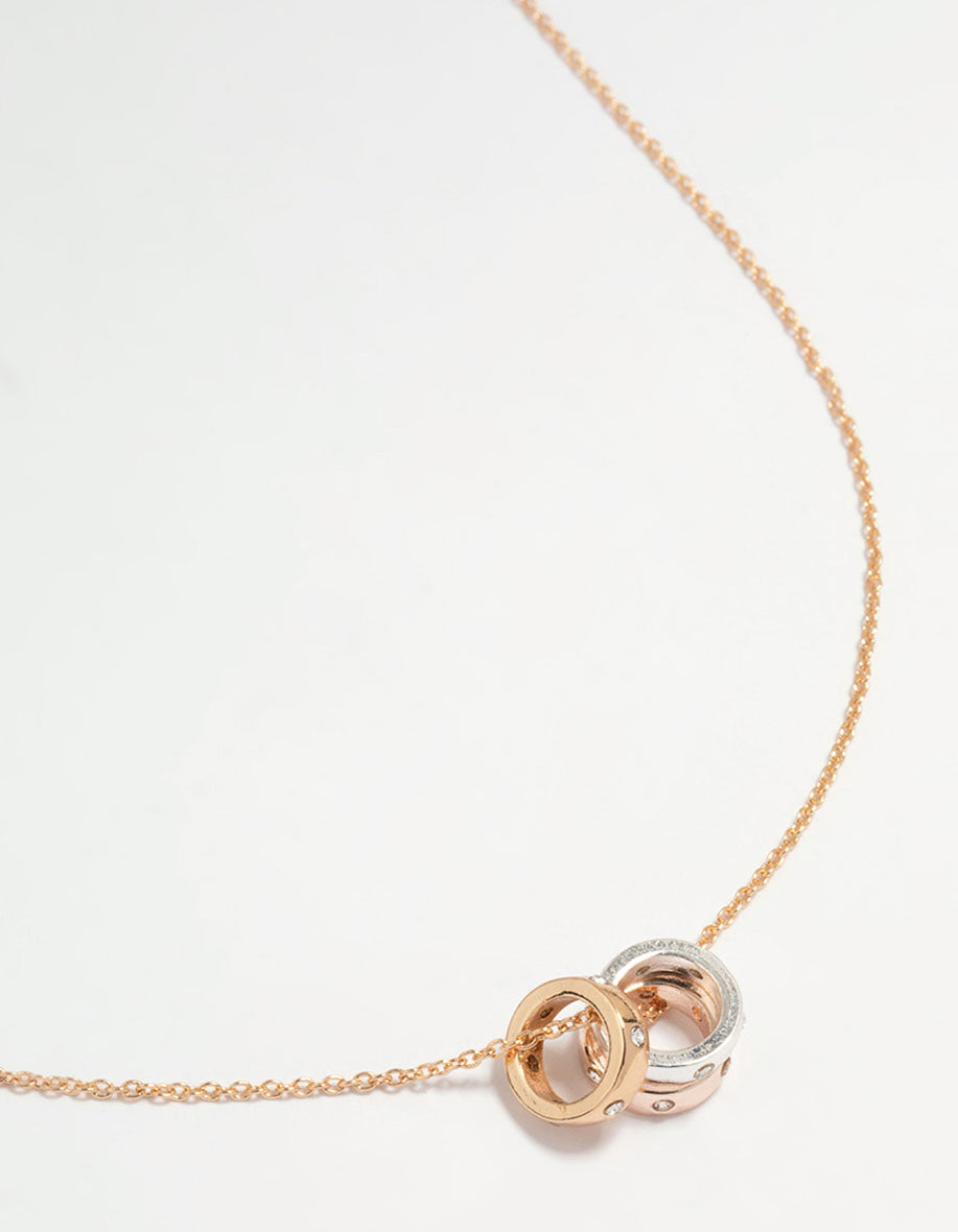 Mixed Metal Diamante Rondell Necklace