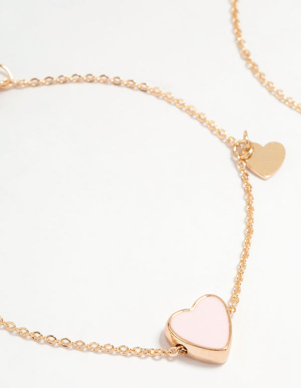 Gold Heart Charm Bracelets 2-Pack