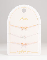 Mixed Metals Bow Bracelets 3-Pack - link has visual effect only