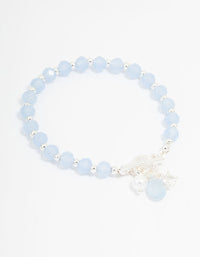 Silver Pearl & Diamante Blue Beaded Bracelet - link has visual effect only