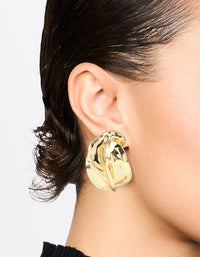 Gold Abstract Textured Stud Earrings - link has visual effect only
