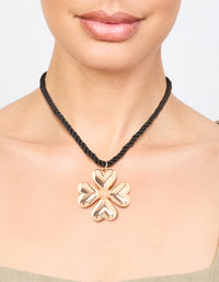 Gold Heart Clover Cord Necklace - link has visual effect only