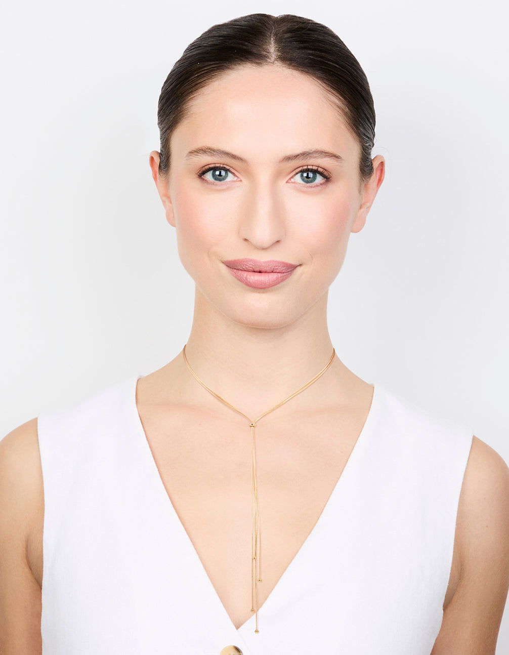 Gold Thin Tassel Y-Necklace
