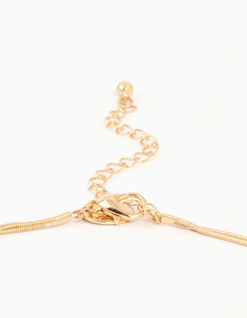 Gold Thin Tassel Y-Necklace