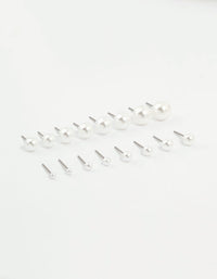 Silver Pearl Stud Earrings 8-Pack - link has visual effect only