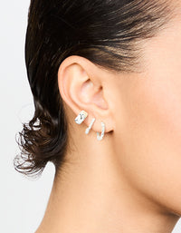 Silver Textured Huggie Earrings 3-Pack - link has visual effect only