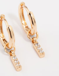 Gold Cubic Zirconia Heart & Twisted Huggie Earrings 3-Pack - link has visual effect only