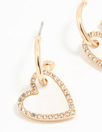 Gold Heart Drop Huggie Earrings - link has visual effect only