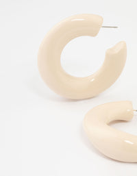 Cream Acrylic Organic Medium Hoop Earrings - link has visual effect only