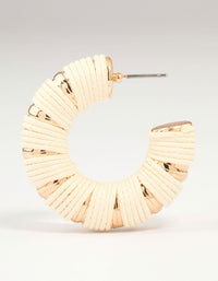 Gold & Paper Raffia Hoop Earrings - link has visual effect only