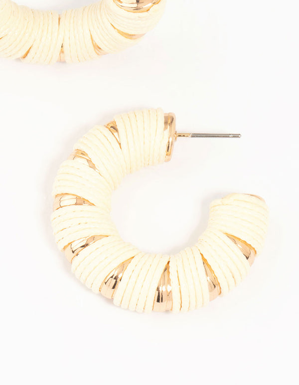 Gold & Paper Raffia Hoop Earrings