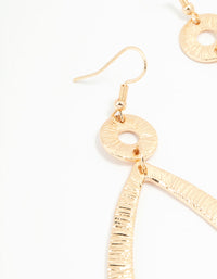 Gold Etched Oval Disc Drop Earrings - link has visual effect only