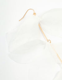 White Chiffon Fabric Petals Drop Earrings - link has visual effect only