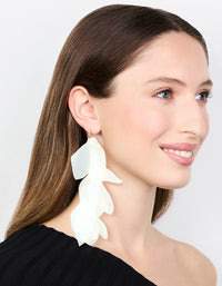 White Chiffon Fabric Petals Drop Earrings - link has visual effect only