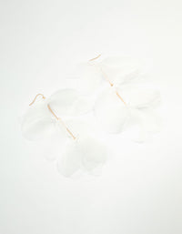 White Chiffon Fabric Petals Drop Earrings - link has visual effect only