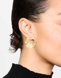 Gold Molten Statement Stud Earrings - link has visual effect only