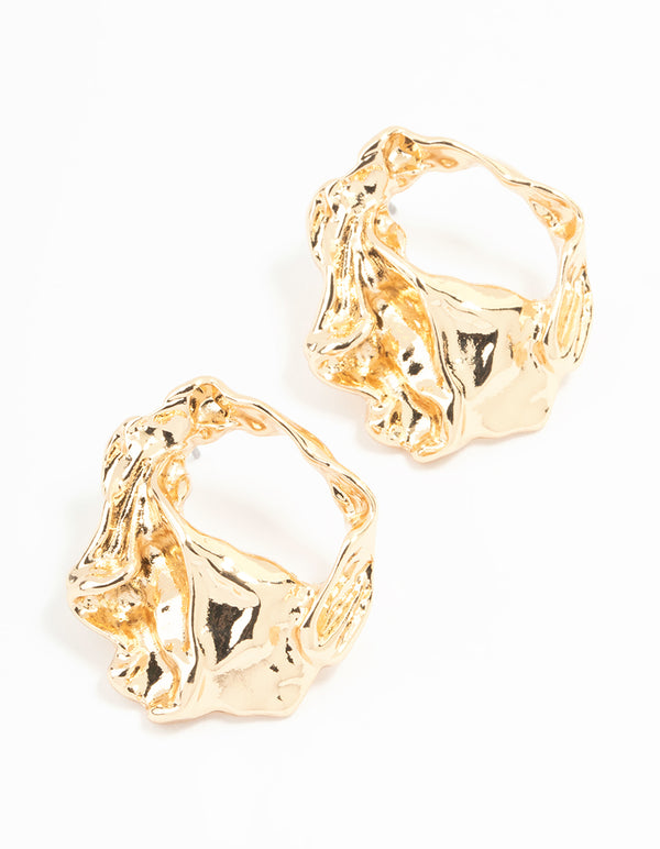 Gold Molten Statement Stud Earrings