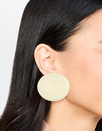 Beige Acrylic Stone Disc  Stud Earrings - link has visual effect only
