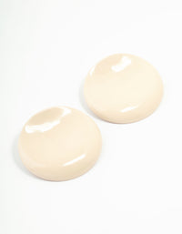 Beige Acrylic Stone Disc  Stud Earrings - link has visual effect only