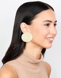 Beige Acrylic Stone Disc  Stud Earrings - link has visual effect only