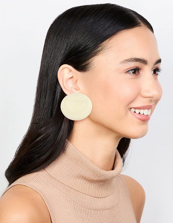 Beige Acrylic Stone Disc  Stud Earrings