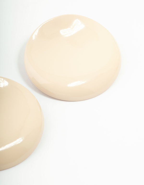 Beige Acrylic Stone Disc  Stud Earrings