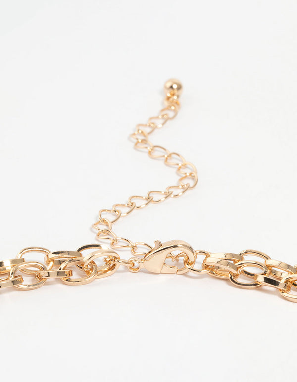 Gold Molten Disc Layered Necklace