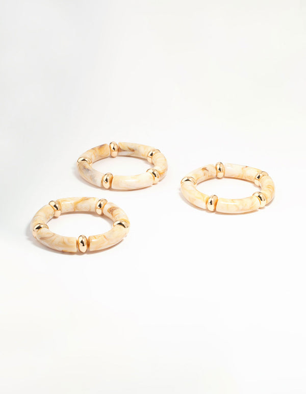 Acrylic & Gold Stretch Bracelets 3-Pack